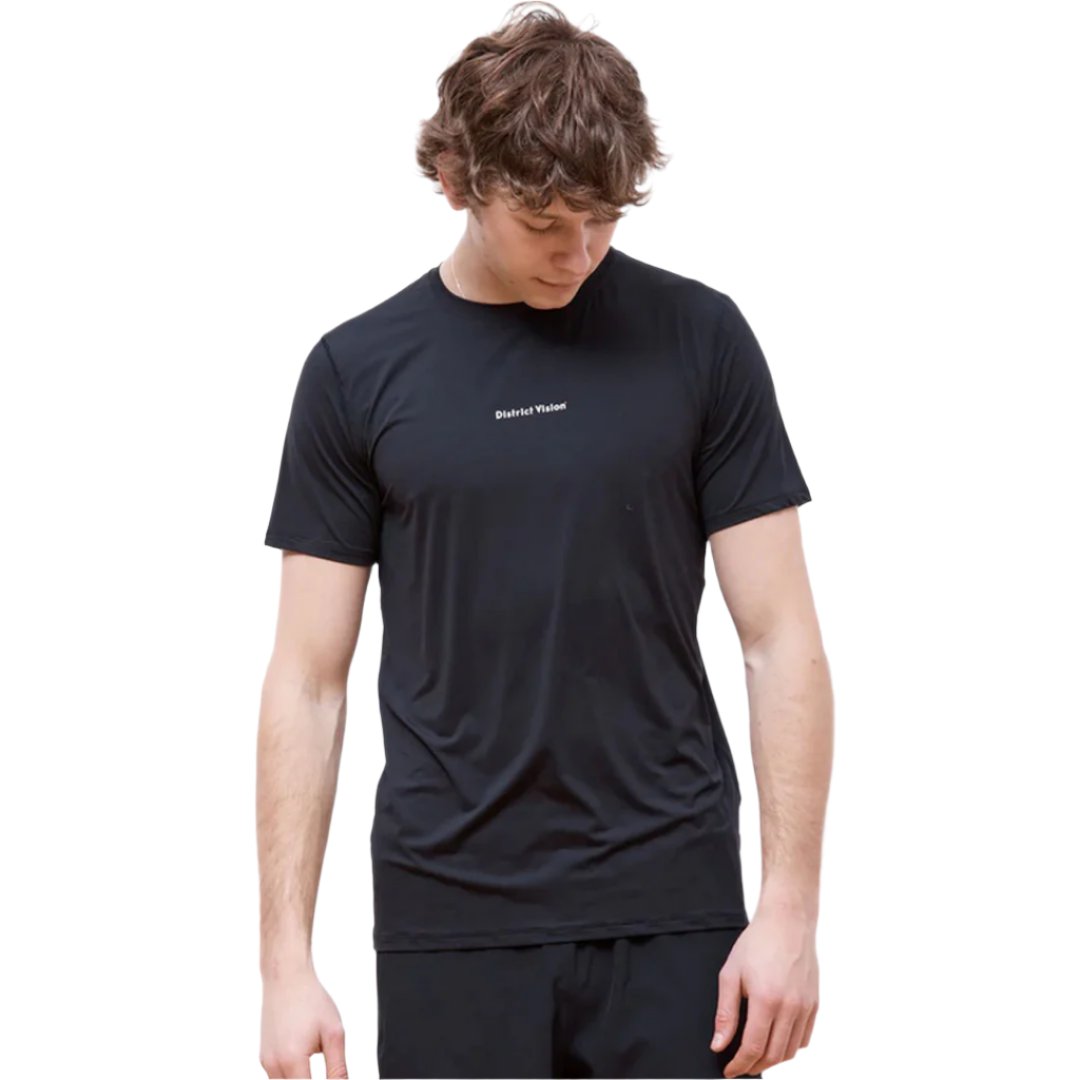 District Vision - Ultralight Aloe Short Sleeve Tee - Black Wordmark - Men's