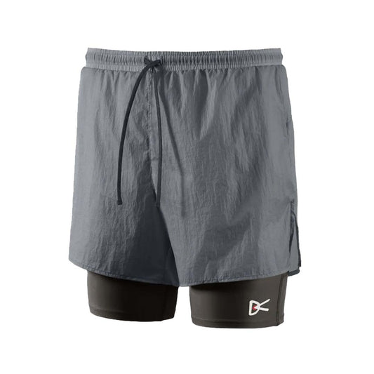 District Vision - Ripstop Layered Trail Shorts - Charcoal/Slate Brown - Men's