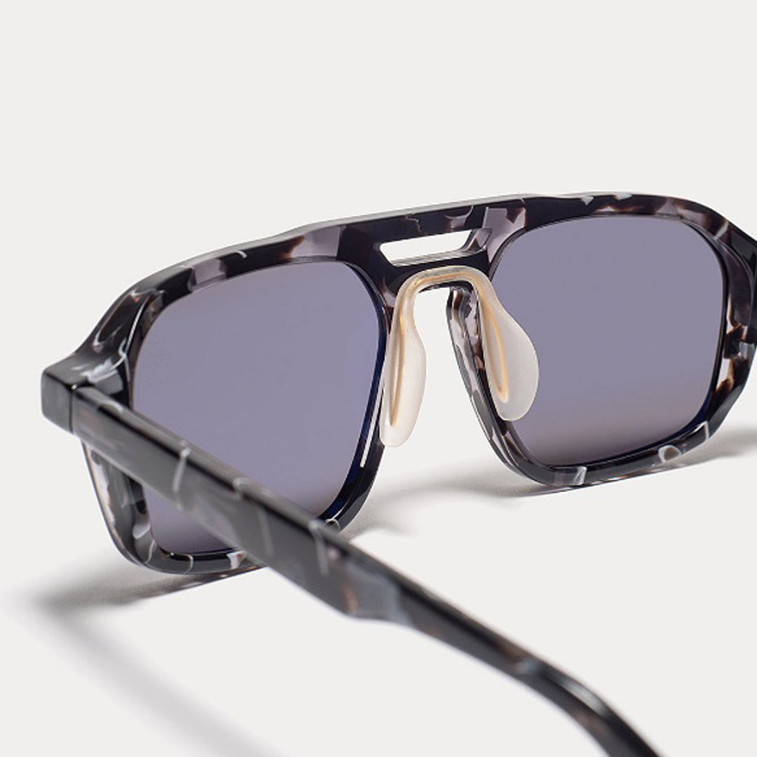 Back view of the Article One X Mission Workshop grey tortoiseshell sunglasses with smokey grey lenses available at The Pace at Funan in Singapore