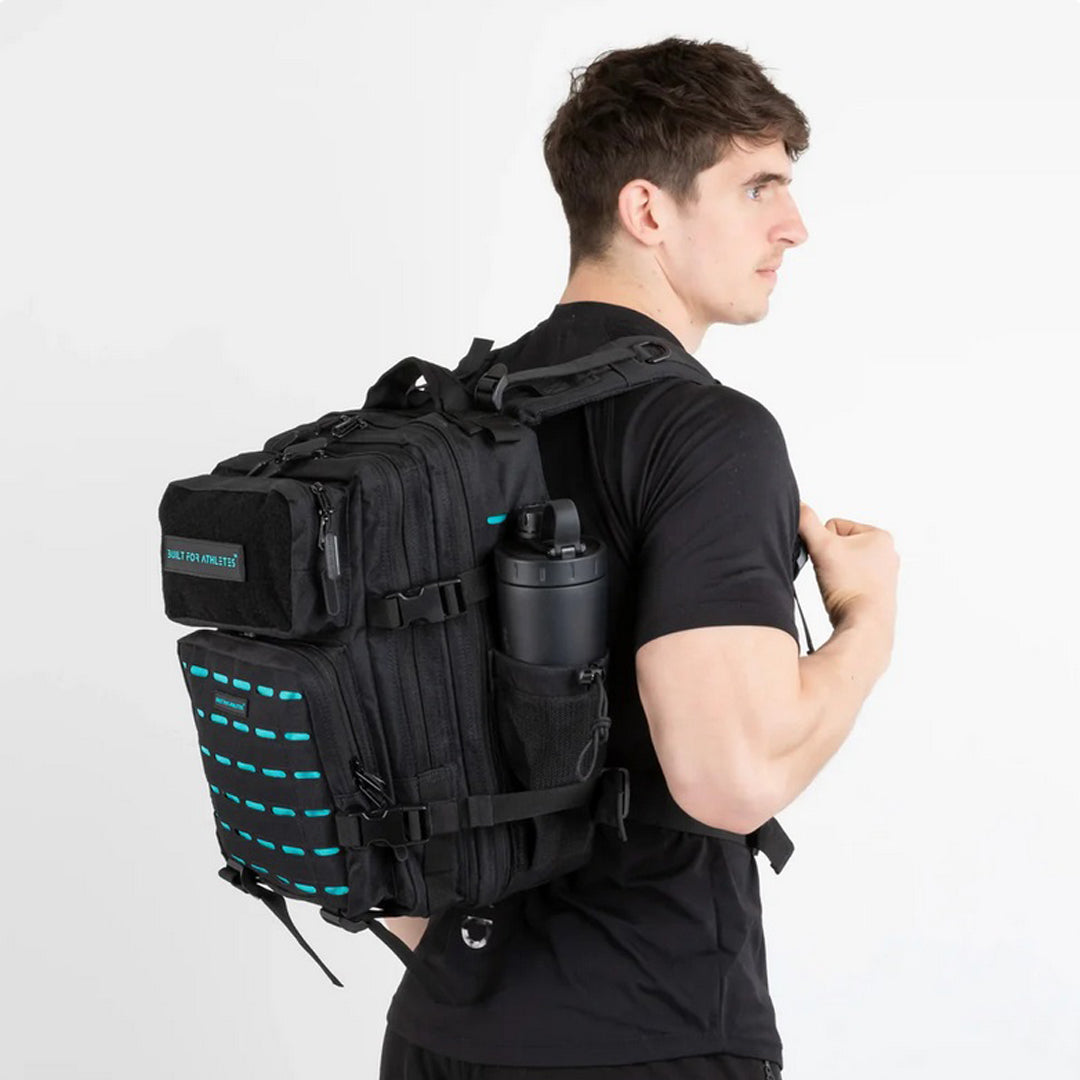 Built for Athletes - Gym Backpack - 25L (Medium) - Black & Aqua