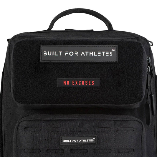 Built for Athletes - Patch - No Excuses - Black with Red Text