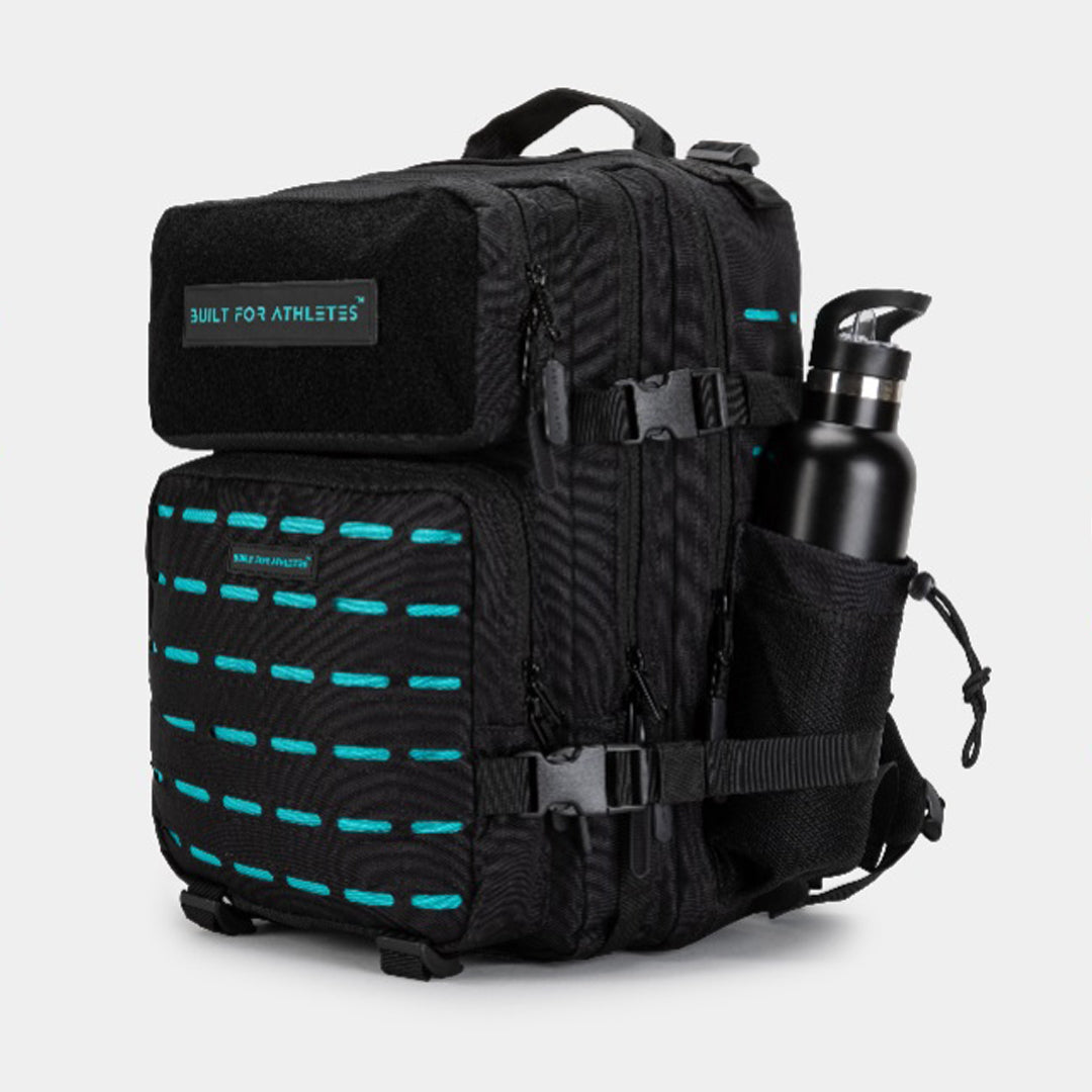 Built for Athletes - Gym Backpack - 25L (Medium) - Black & Aqua