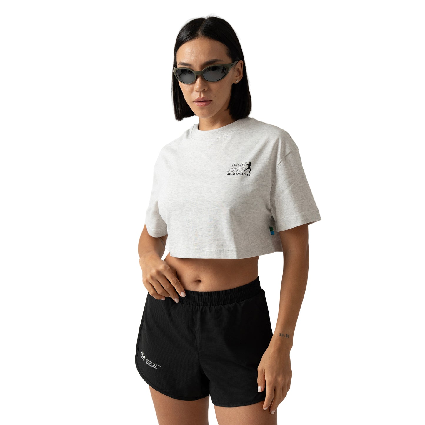 Atlas Collectif - (R)unwind Organic Cotton WNS Crop Top - Heather Grey - Women's