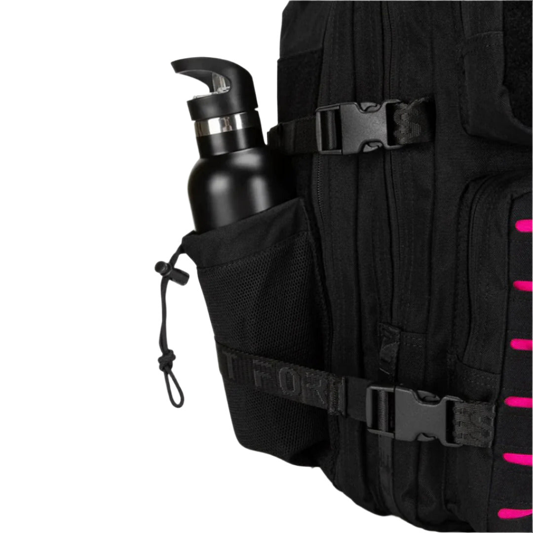 Built-for-Athletes-Hero-3.0-Backpack-25L-Pink-thepace-side-bottle-holder