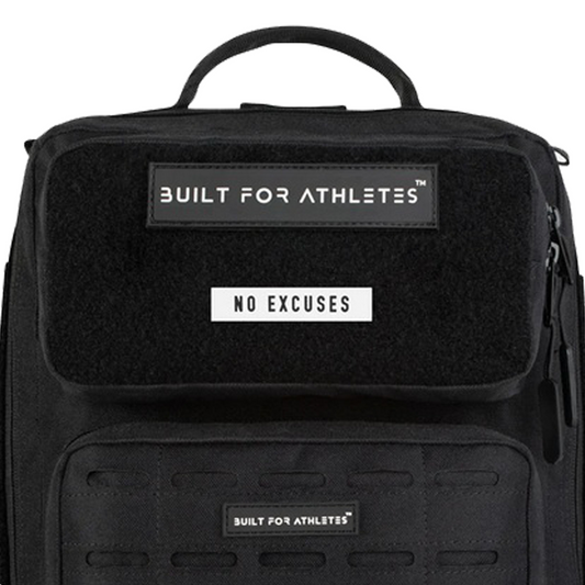 Built for Athletes - Patch - No Excuses - White with Black Text
