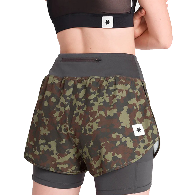 Saysky - 2 In 1 Camo Pace Shorts 3" - Brown - Women's