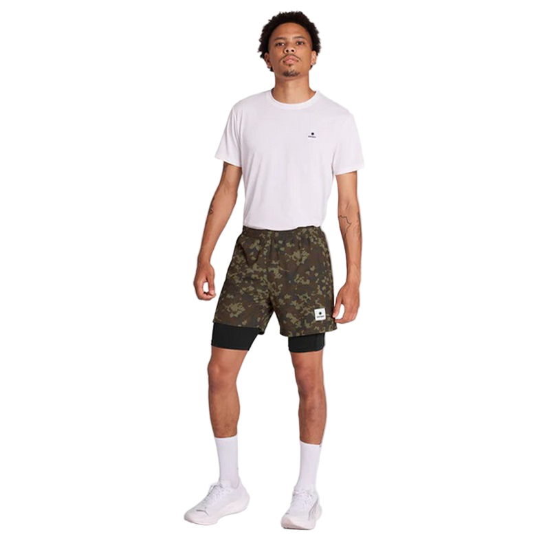 Saysky - 2 in 1 Camo Pace Shorts 5'' - Brown - Men's
