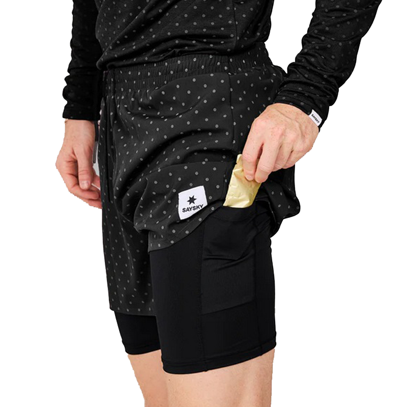 Saysky - 2 in 1 Reflective Pace Shorts 5'' - Black - Men's
