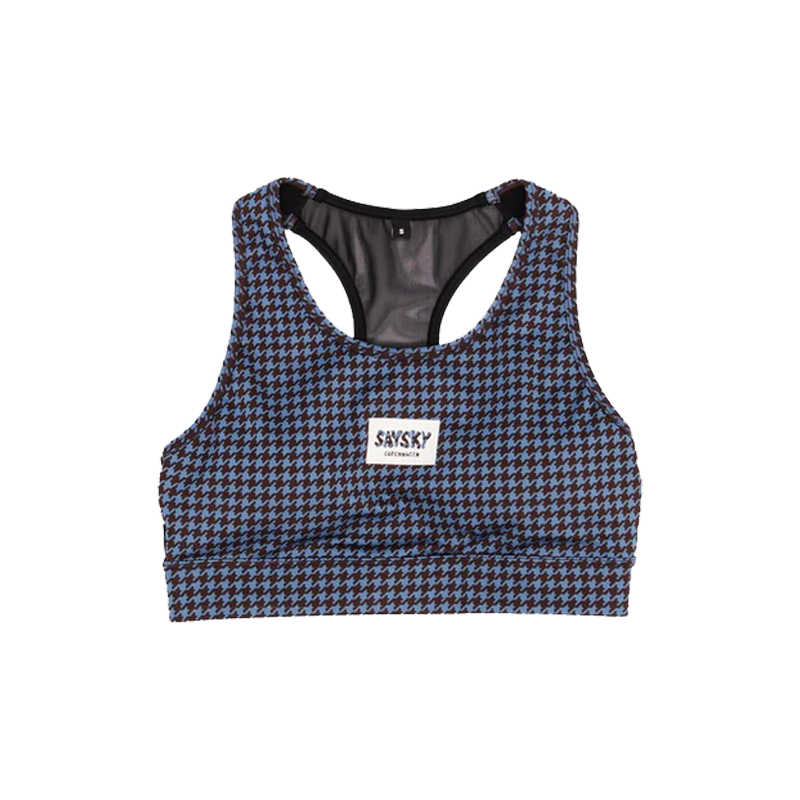Saysky - Houndstooth Combat Sports Bra - Blue - Women's